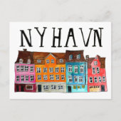 NYHAVNコペンハーゲンウォーターカラーアートトラベル ポストカード (正面)