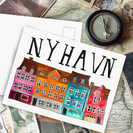 NYHAVNコペンハーゲンウォーターカラーアートトラベル ポストカード
