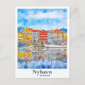 Nyhavnデンマーク水彩手描き ポストカード (正面)