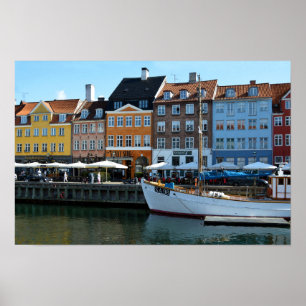 Nyhavn Harbor，コペンハーゲン，デンマーク ポスター