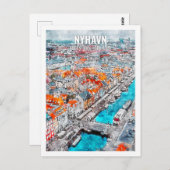 Nyhavn Kobenhavn Denmarkトラベルプレイスウォーターカラー ポストカード (正面/裏面)