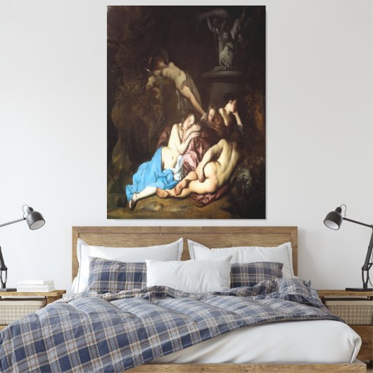 Nymphs by a Fountain (early 1650s) キャンバスプリント (インサイチュ (寝室))