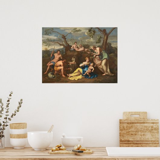 Nymphs & Child Jupiter - Nicolas Poussin Fine Art ポスター (キッチン)
