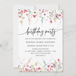 NYRA – ワイルドフラワーバースデーパーティー招待状テンプレート 招待状