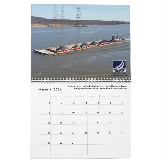 NYSの海洋のハイウェー2016年の引っ張りそしてはしけ カレンダー (3月 2026)