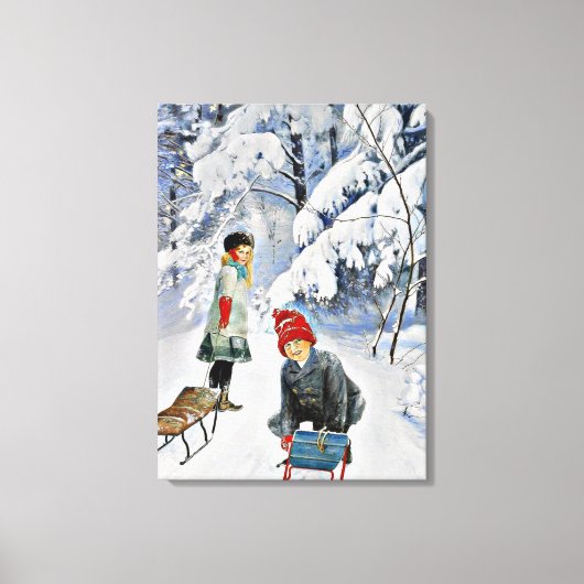 Nystrom - Children in the Snow, 1910 キャンバスプリント (正面)