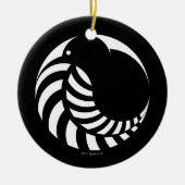 NZのキーウィ/銀製シダの紋章 セラミックオーナメント (正面)