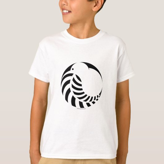 NZのキーウィ/銀製シダの紋章 Tシャツ (正面)