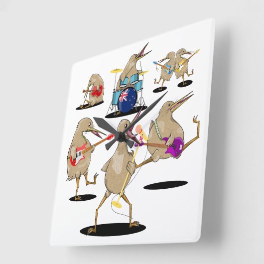 NZミュージックキウイバンド スクエア壁時計 (傾斜)