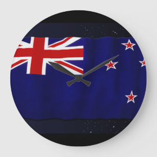 NZ -ニュージーランドの旗の誇りを持ったで愛国心が強い柱時計 ラージ壁時計
