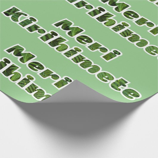 NZ KIWIクリスマスメリキリヒメテ文字グリーンクリスマス ラッピングペーパー (角)