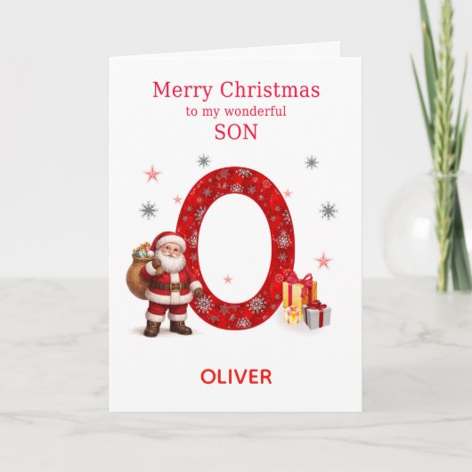 Oで始まる息子のためのクリスマス シーズンカード (正面)