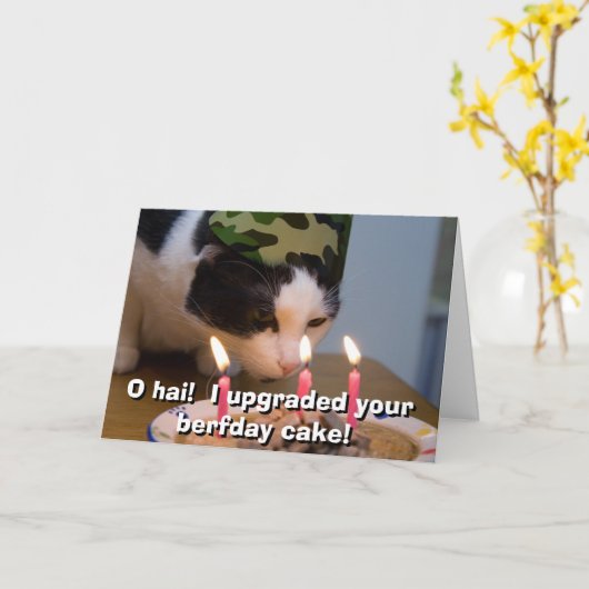 Oのhai! 私はあなたのberfdayケーキを改善しました カード (黄色い花)