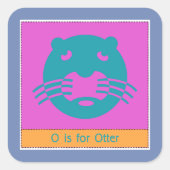 Oは動物のアルファベットを表子供へす スクエアシール (正面)