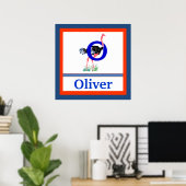 OはOstrichとBoy Name Wall Artの略子供へ ポスター (ホームオフィス)