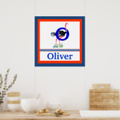 OはOstrichとBoy Name Wall Artの略子供へ ポスター (キッチン)