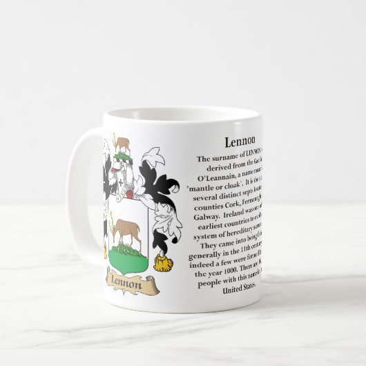 Oを含む(頂上) Lennon家族の紋章付き外衣 コーヒーマグカップ (正面左)