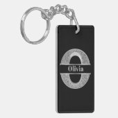 Oイニシャルパーソナライズされたシルバーモノグラムあなたの名前 キーホルダー (正面左)