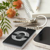 Oイニシャルパーソナライズされたシルバーモノグラムあなたの名前 キーホルダー (正面右)