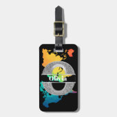 Oイニシャルパーソナライズされたシルバーモノグラムあなたの名前 ラゲッジタグ (正面縦)