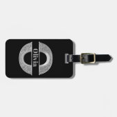 Oイニシャルパーソナライズされたシルバーモノグラムあなたの名前 ラゲッジタグ (正面横)