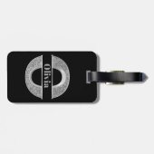 Oイニシャルパーソナライズされたシルバーモノグラムあなたの名前 ラゲッジタグ (裏面横)