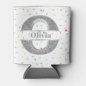 Oイニシャルパーソナライズされたシルバーモノグラムあなたの名前 缶クーラー (正面)