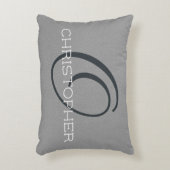 Oイニシャルパーソナライズされた名白黒グレー アクセントクッション (正面(垂直))