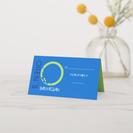 Oイニシャル収集バー（ユダヤ教の）バル・ミツバー座席エスコート プレイスカード (正面)