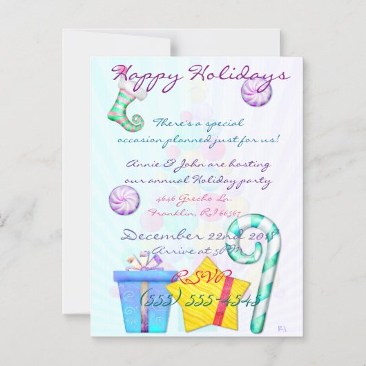 Oクリスマスウィムジーフォークアート マグネット招待状 (正面)