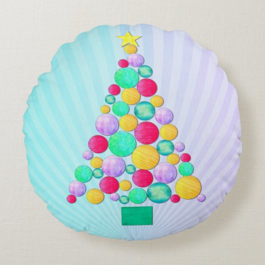 Oクリスマスウィムジーフォークアート ラウンドクッション (正面)