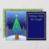 Oクリスマスツリー空白の招待状 招待状 (正面/裏面)