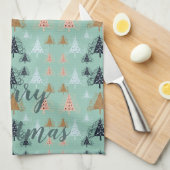 Oクリスマスツリー（緑） キッチンタオル (四つ折り)