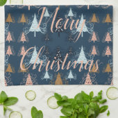 Oクリスマスツリー（青） キッチンタオル (折り畳み)