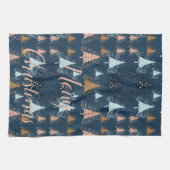 Oクリスマスツリー（青） キッチンタオル (横)