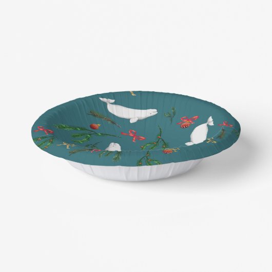 Oクリスマスベルガクジライラストレーションホリデー ペーパーボウル (傾斜あり)