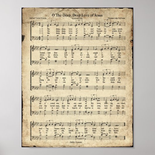 Oザ深い深いラブオブイエズスヴィンテージ賛美歌プリント ポスター (正面)