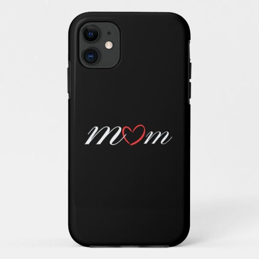 Oスタイリッシュ用の赤いハートを持つ母または母文字 Case-Mate iPhoneケース (裏面)