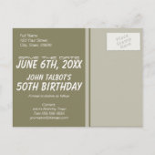 Oテープレコーダー50th誕生日パーティー日付を保存 案内ポストカード (裏面)