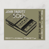 Oテープレコーダー50th誕生日パーティー日付を保存 案内ポストカード (正面)