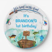 Oフィッシュの同盟国が行った魚釣りをテーマにした誕生日パーティー ペーパープレート (正面)