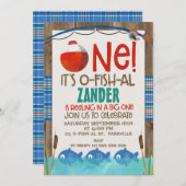 Oフィッシュは1人の誕生日パーティーの招待状に参加しました 招待状 (正面/裏面)