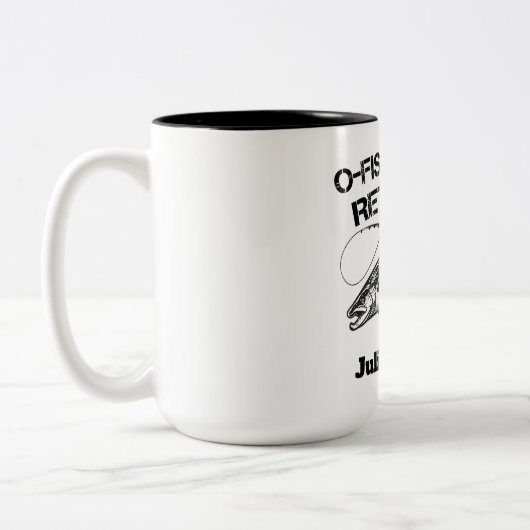 Oフィッシュアリー退職した2025魚釣り名前をカスタムする ツートーンマグカップ (左)