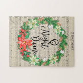 Oホーリーナイトシートミュージッククリスマスリース ジグソーパズル (横)