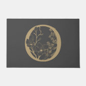 Oボホエレガントフローラモノグラムイニシャルグレー金ゴールド ドアマット (正面)