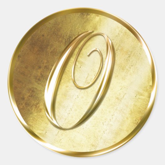 Oモノグラムフェイク金ゴールド封筒用シールシール ラウンドシール (正面)