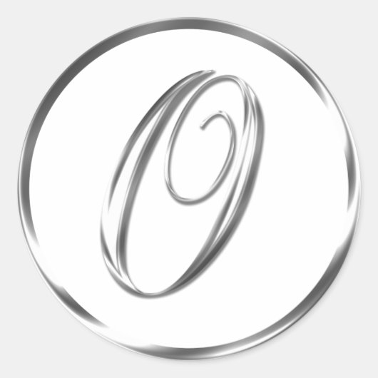 Oモノグラム銀フェイクの封筒または好意の印 ラウンドシール (正面)