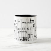 「Oロミオ、ロミオ!」 シェークスピアの引用文のマグ ツートーンマグカップ (中央)