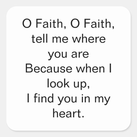 O信仰の感動的引用文 スクエアシール (正面)