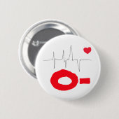 O型ファンキーハート率ボタン 缶バッジ (正面&裏面)
